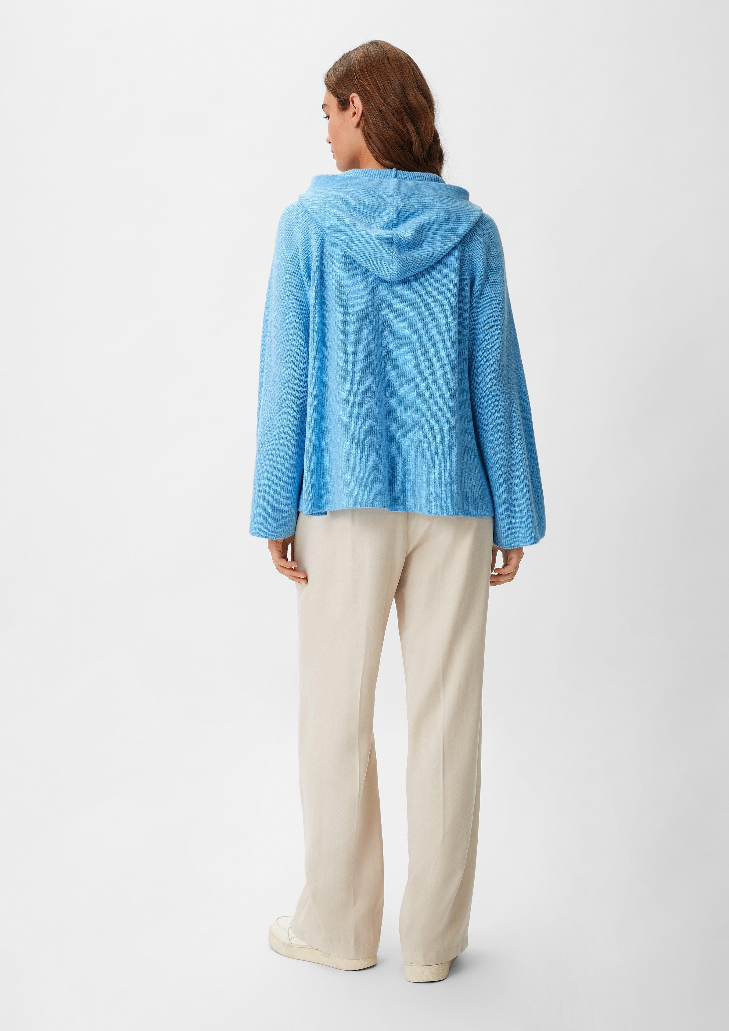 Strickpullover mit Kapuze - himmelblau