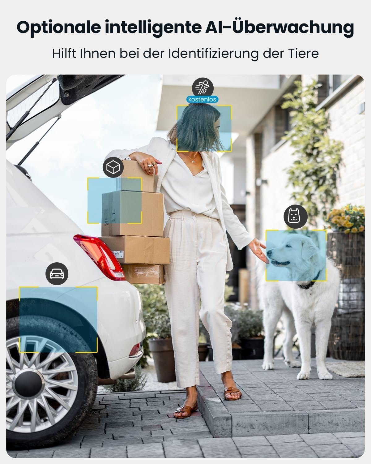 ieGeek 2K Solar Überwachungskamera Aussen akku 355°/120° Pan Tilt WLAN Kamera Überwachungskamera (AuBenbereich, 4X ZOOM,Solarpanel,Mit 32GB SD KARTE, LED-Licht, Humanoiderkennung/PIR-Erkennung, 2-Wege-Audio, Cloud/SD, Alexa, Sirene/Lichtalarm, Videov