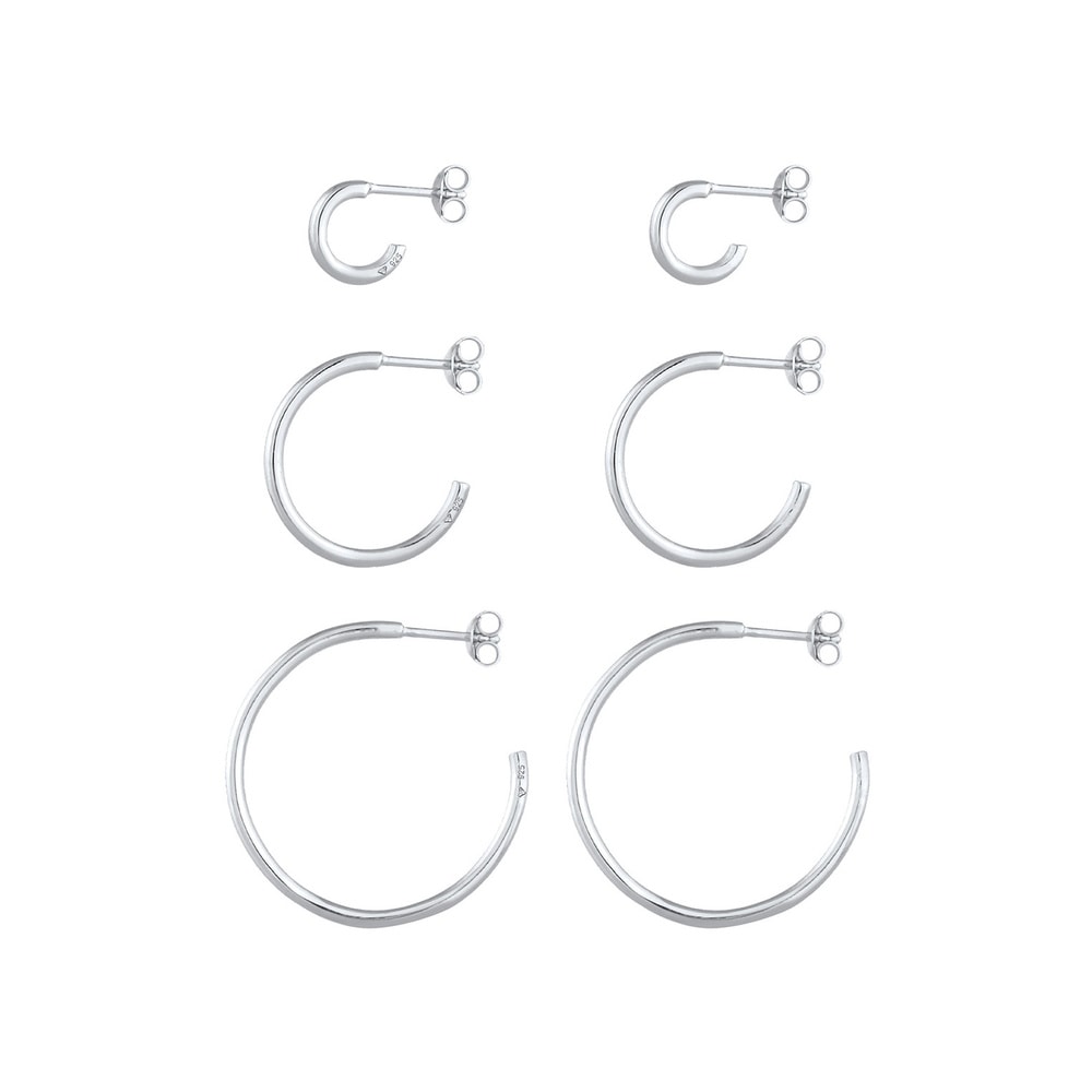Elli Elli Boucles d'Oreilles Trio de boucles d'oreilles créoles pour femmes Blogueur d Boucles d'oreilles