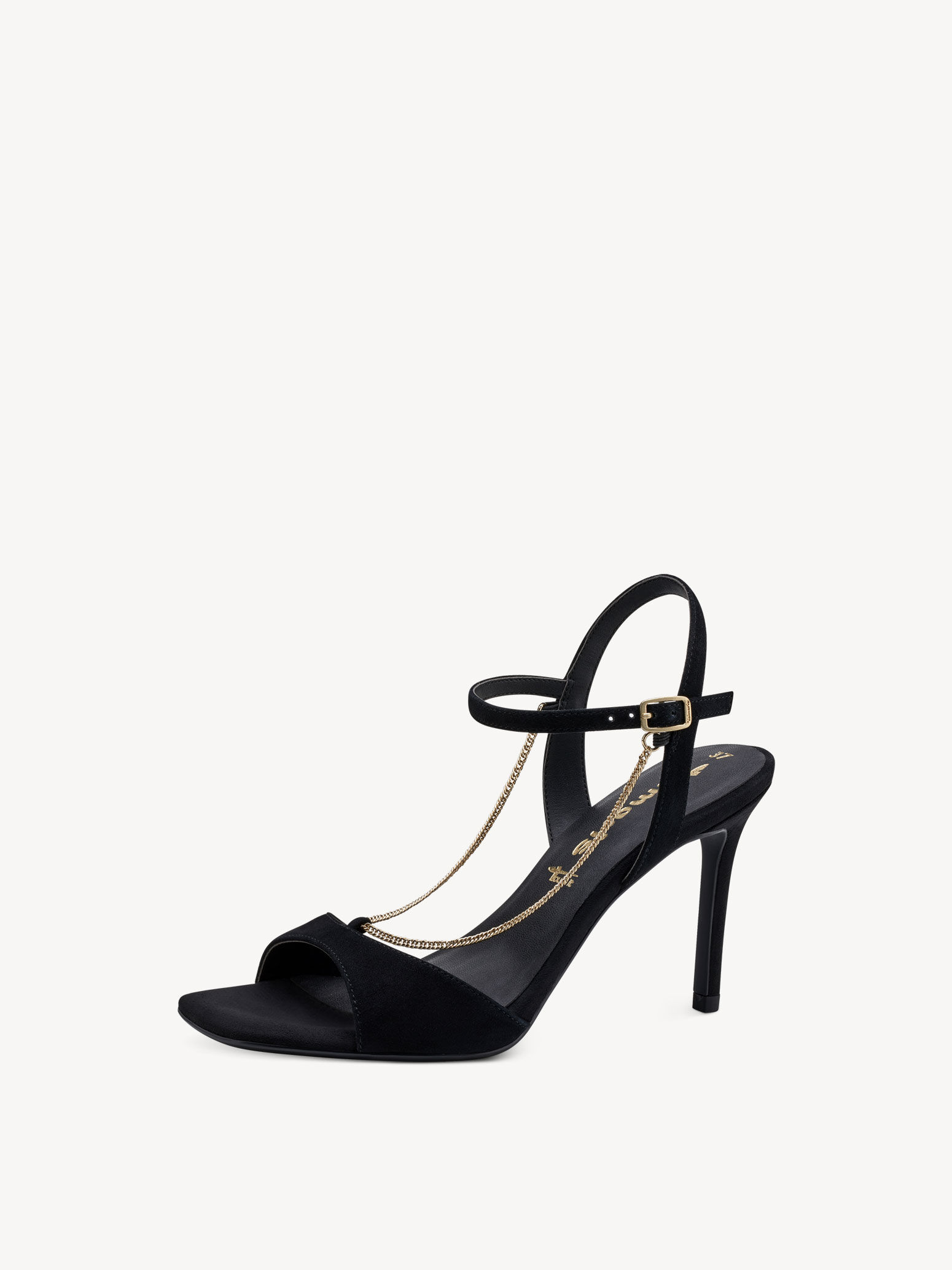 Sandale à talon en cuir - noir