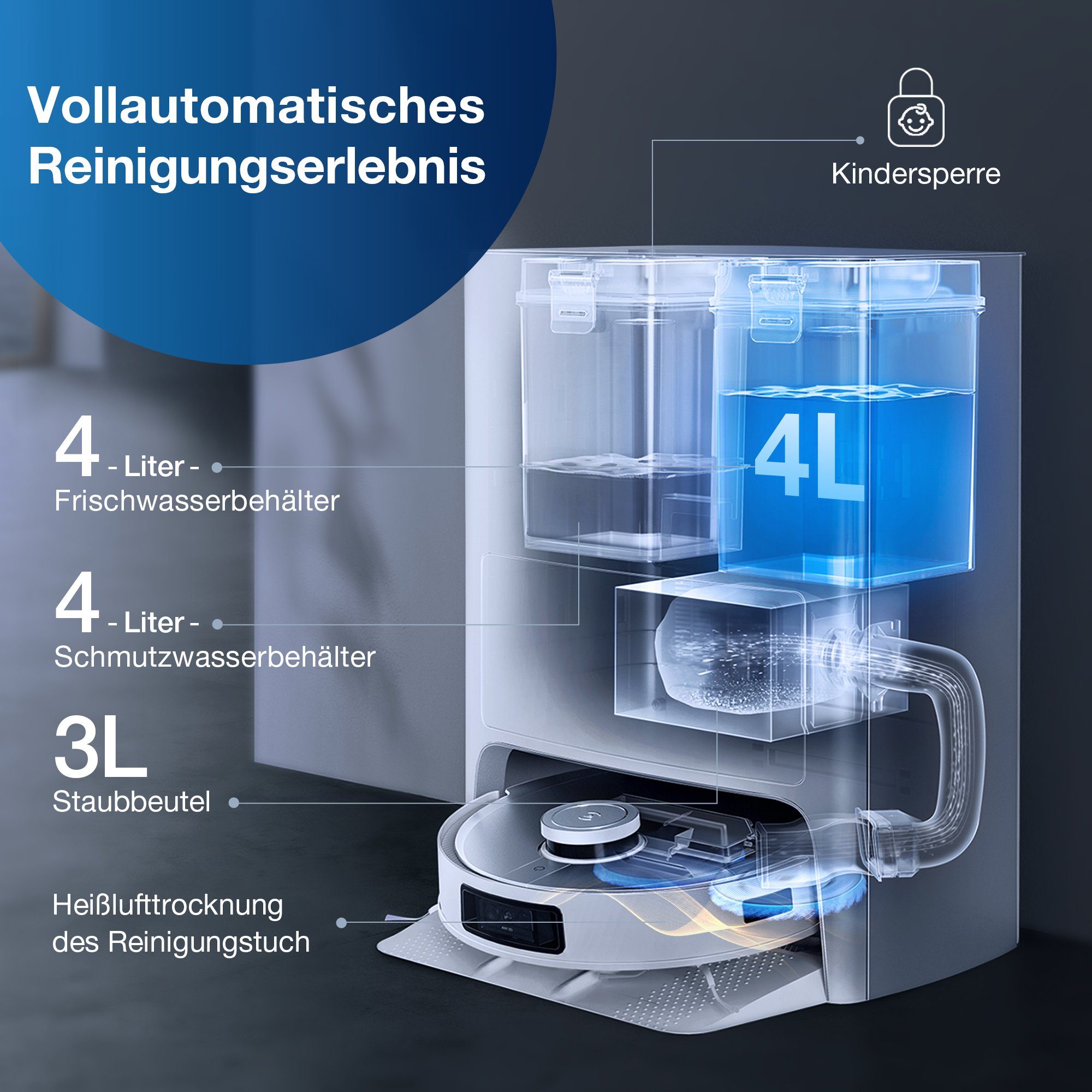 ECOVACS Nass-Trocken-Saugroboter DEEBOT X1 OMNI, mit 5000 Pa Saugleistung