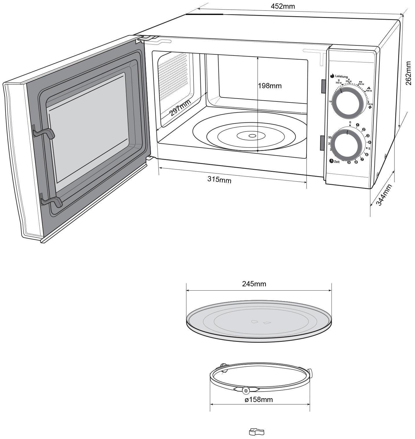 Hanseatic Mikrowelle 678906, Mikrowelle, 20 l, Auftaufunktion, weiß