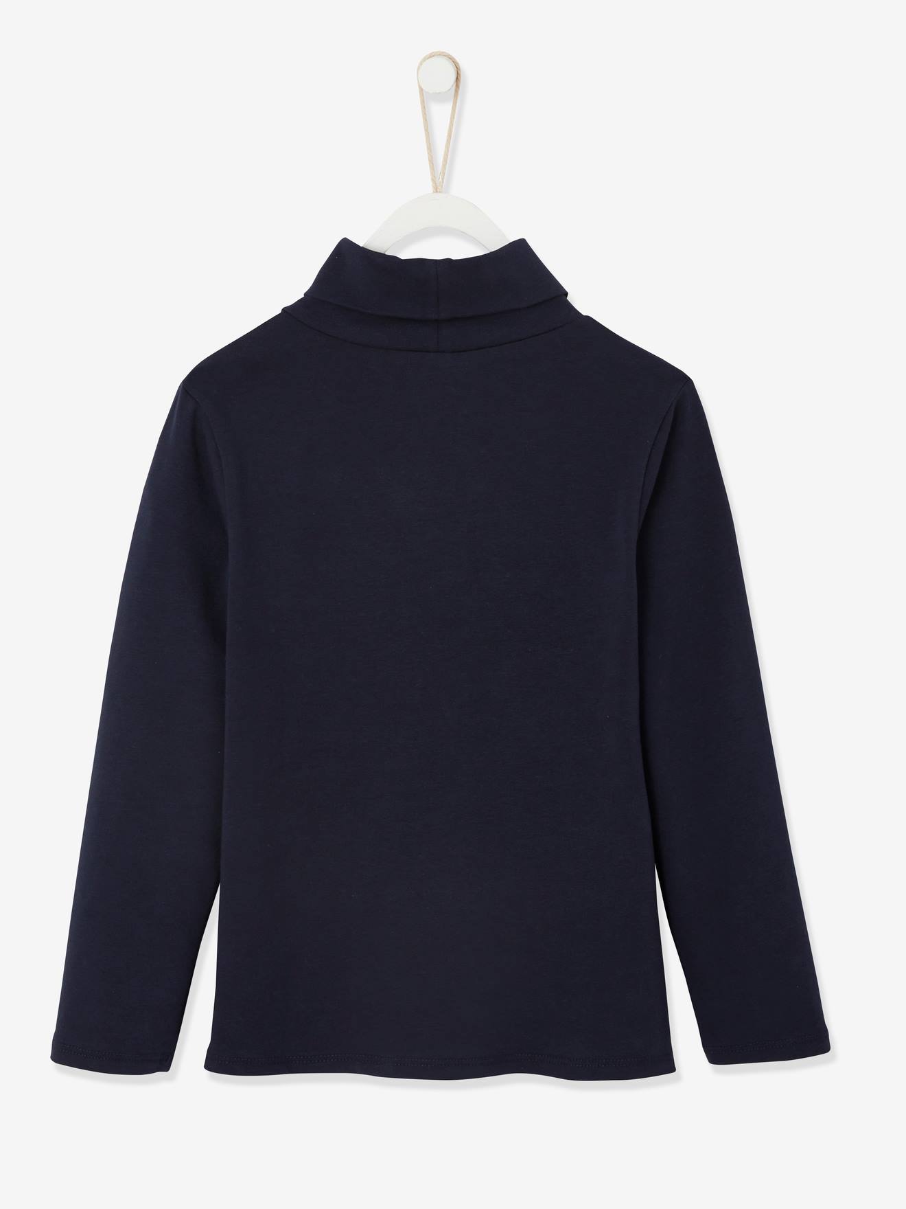 T-shirt col roulé fille motif irisé bleu