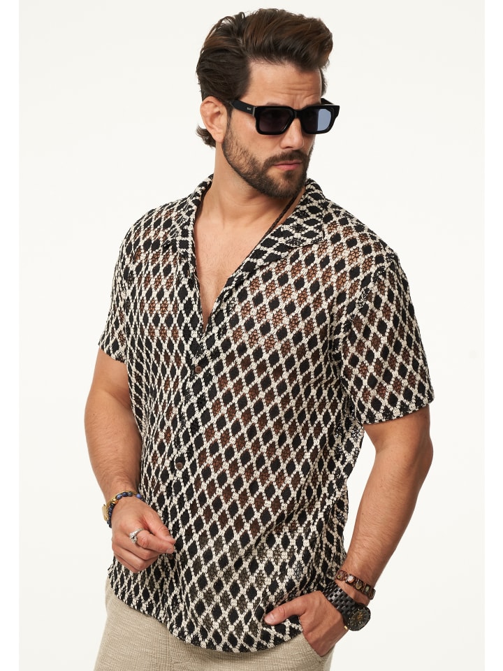 SOULSTAR Kurzarmhemd - im Vintage Summer-Look Kurzarm Strick Polo-Hemd T-Shirt in Black günstig kaufen