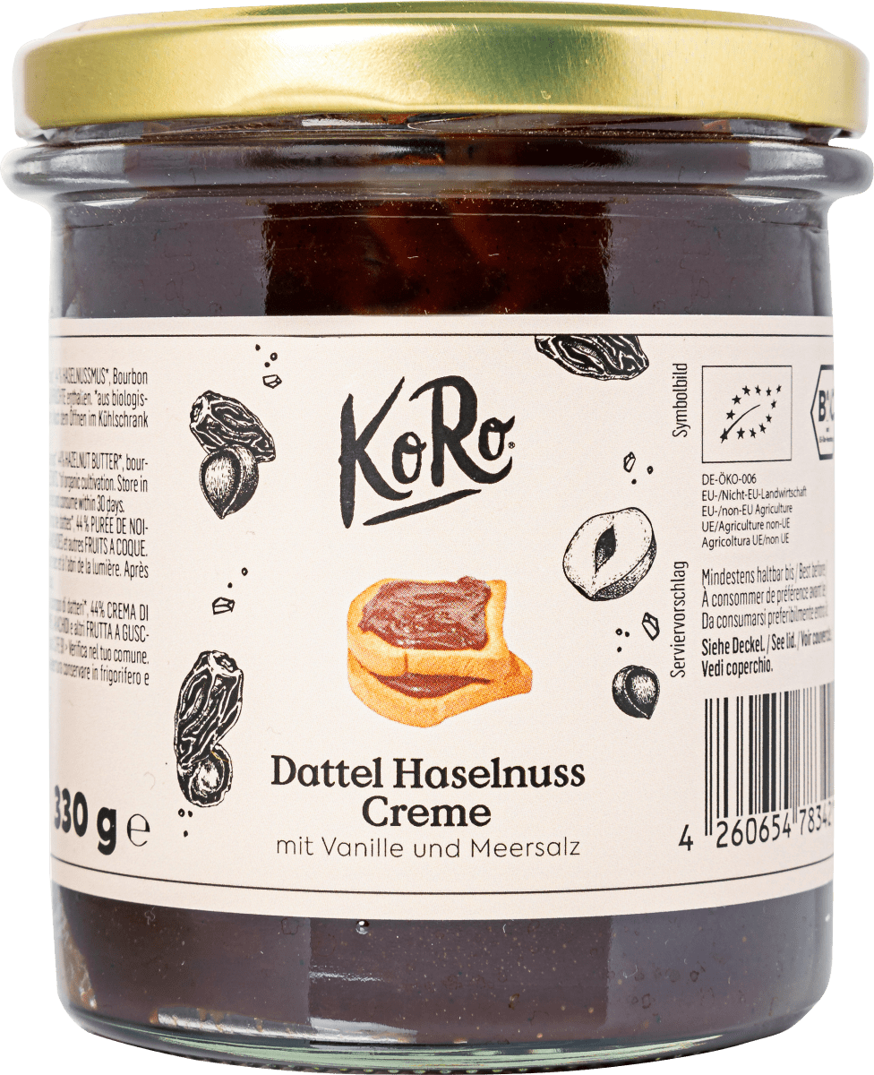 Brotaufstrich, Dattel-Haselnuss-Creme, 330 g