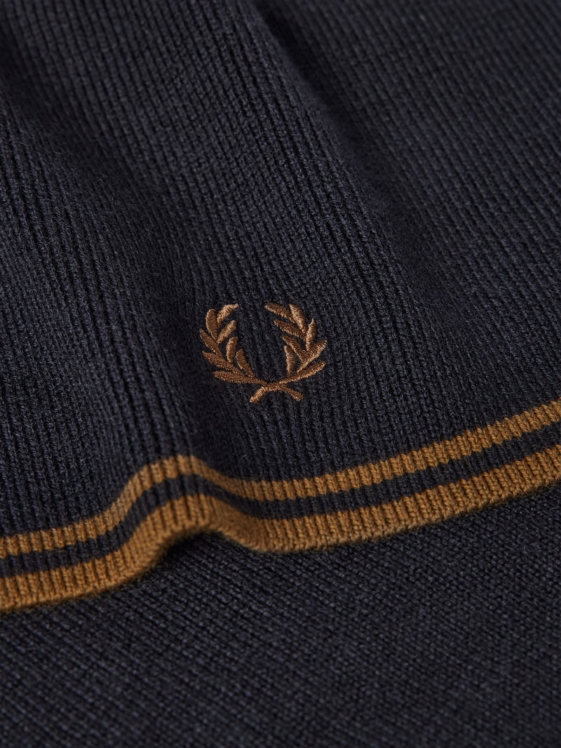 Schal mit Label-Stitching Modell 'Twin Tipped Merino Wool' in schwarz