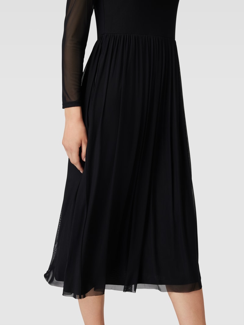 Midikleid mit semitransparenten Armen in schwarz