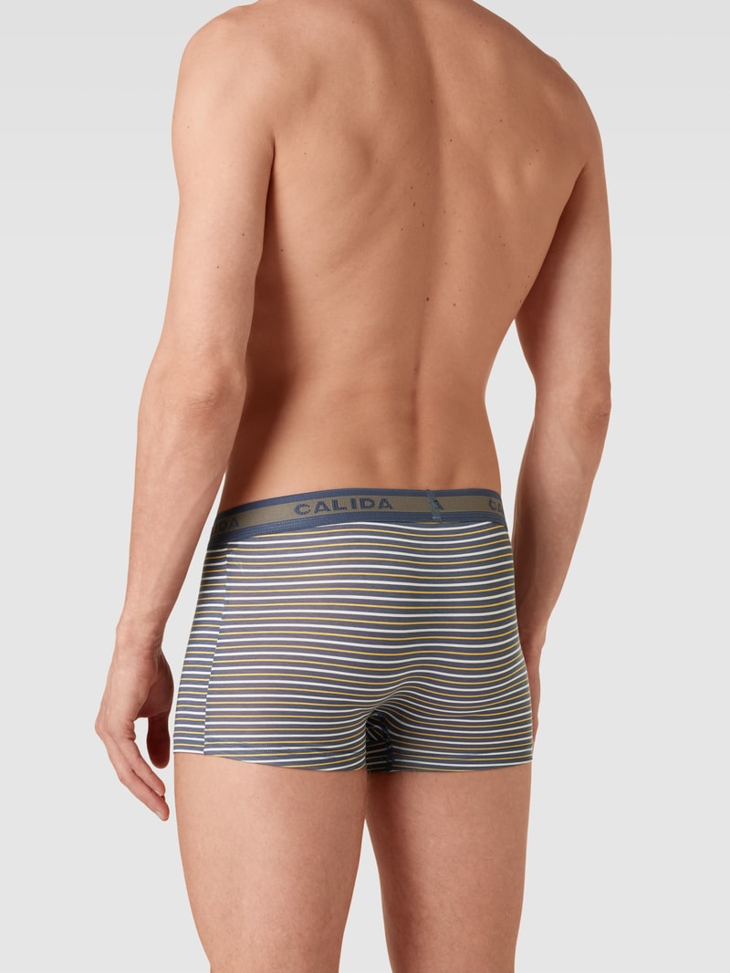 Trunks mit elastischem Logo-Bund Modell '100 % NATURE' in rauchblau