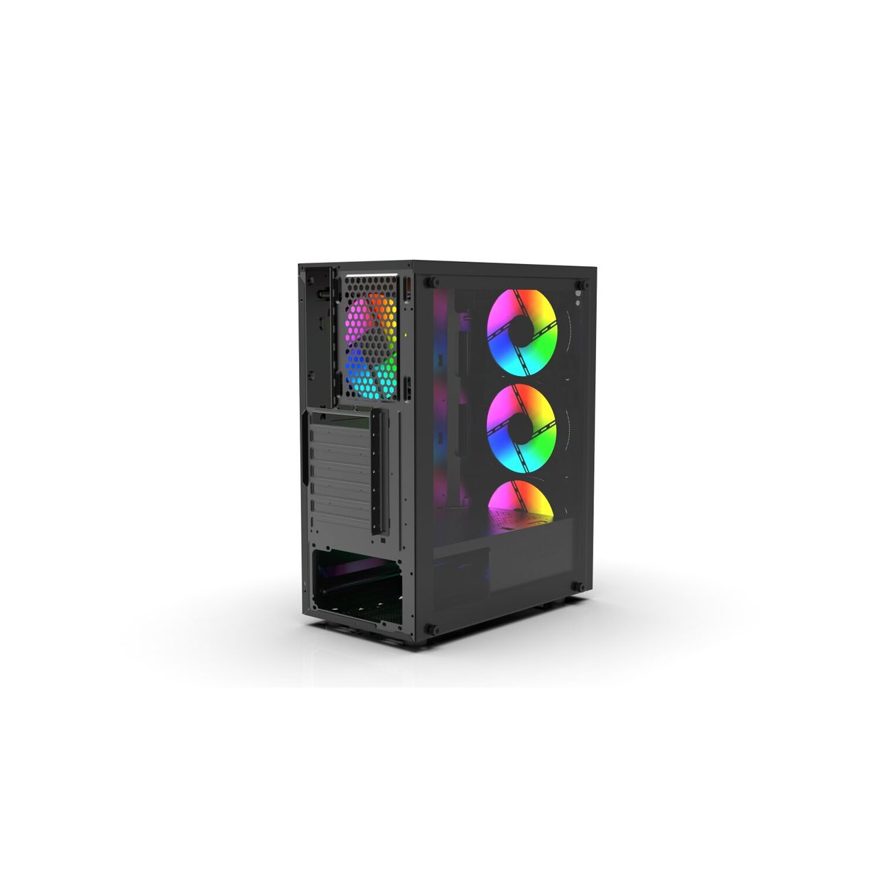 Inca Empousa EMG-15XN Gaming PC Gehäuse Computer Glasscheibe 4x ARGB Lüfter schwarz