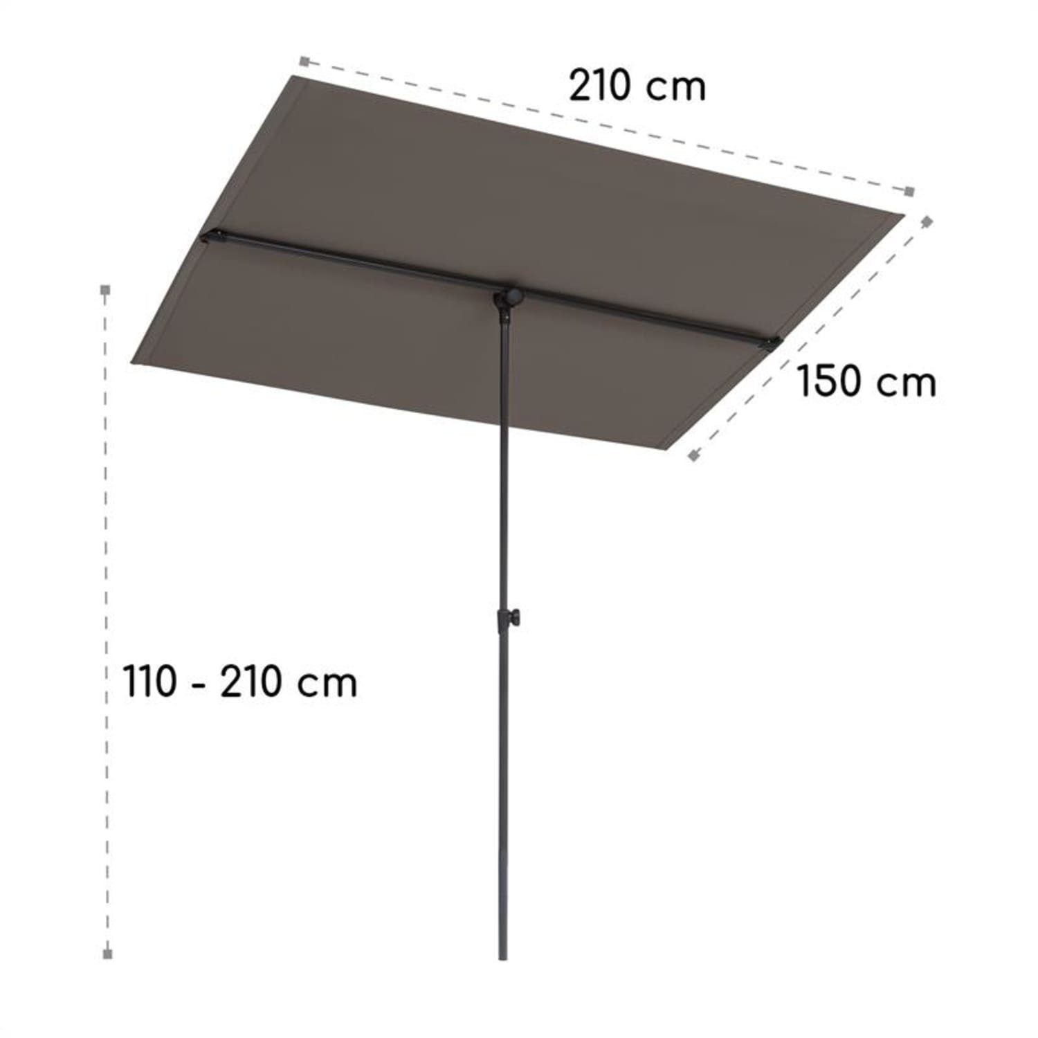 blumfeldt Sonnenschirm Flex-Shade XL Sonnenschirm 150 x 210 cm Polyester UV 50 dunkelgrau