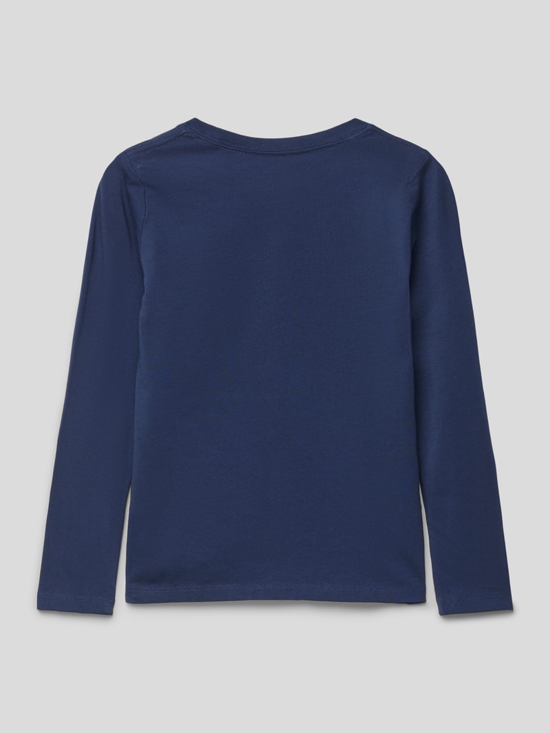 Longsleeve mit Label-Stitching Modell 'BEAR' in marineblau