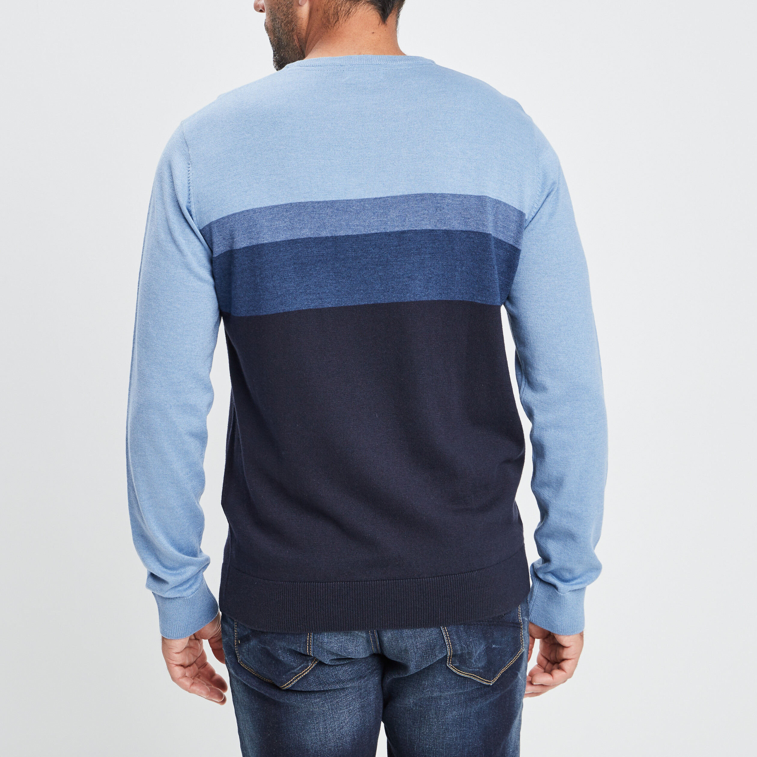 Pull manches longues bleu marine homme | La Halle
