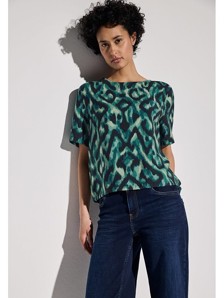 Street One Bluse in Beige/ Grün günstig kaufen