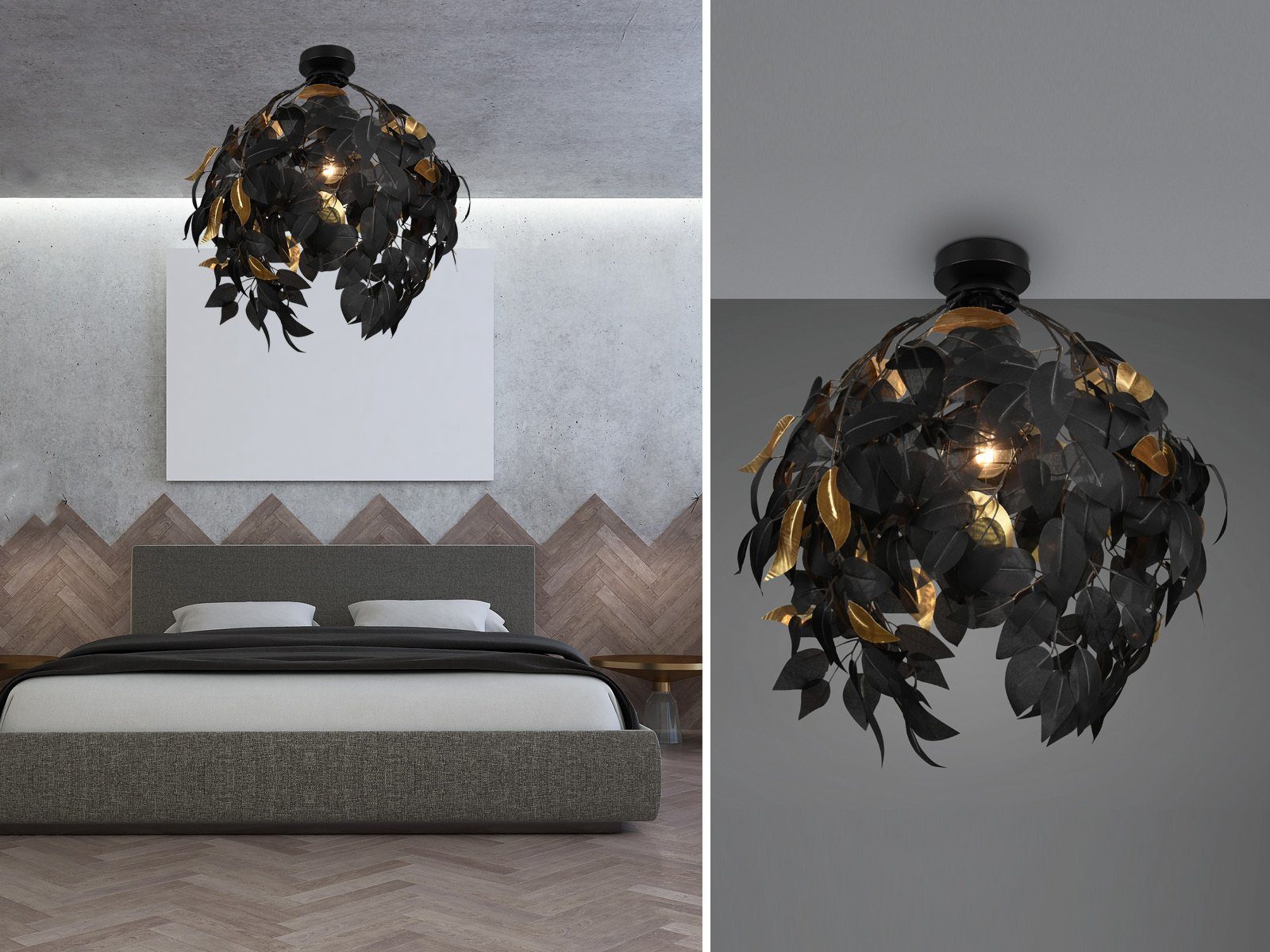 meineWunschleuchte LED Deckenleuchte, Dimmfunktion, LED wechselbar, Warmweiß, Ausgefallene coole Designer-lampen für über-n Esstisch Schwarz, Ø38cm