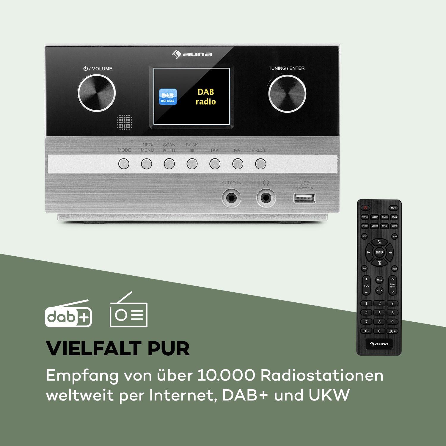 Auna Connect System S Stereoanlage (Internet/DAB+/FM Radio, 5 W, Internetradio Küchenradio Digitalradio mit Bluetooth Musikanlage)