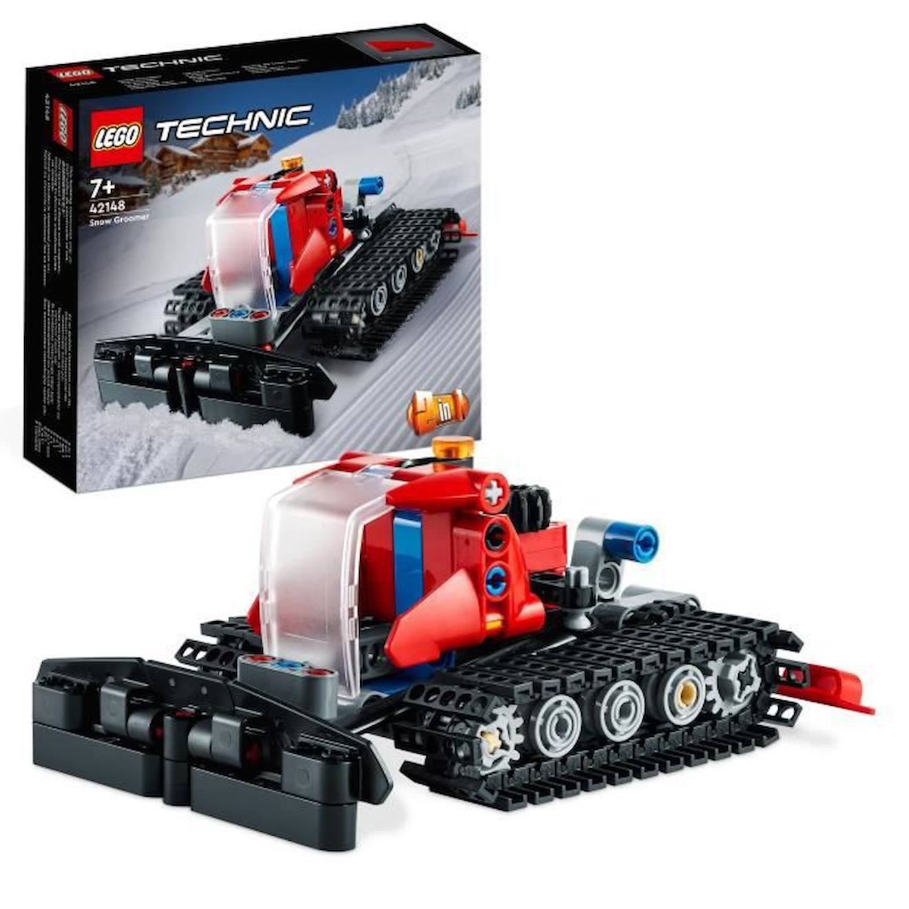 LEGO® Technic 42148 La Dameuse, 2-en-1, Jouet de Construction, avec Motoneige, Maquette Véhicule blanc