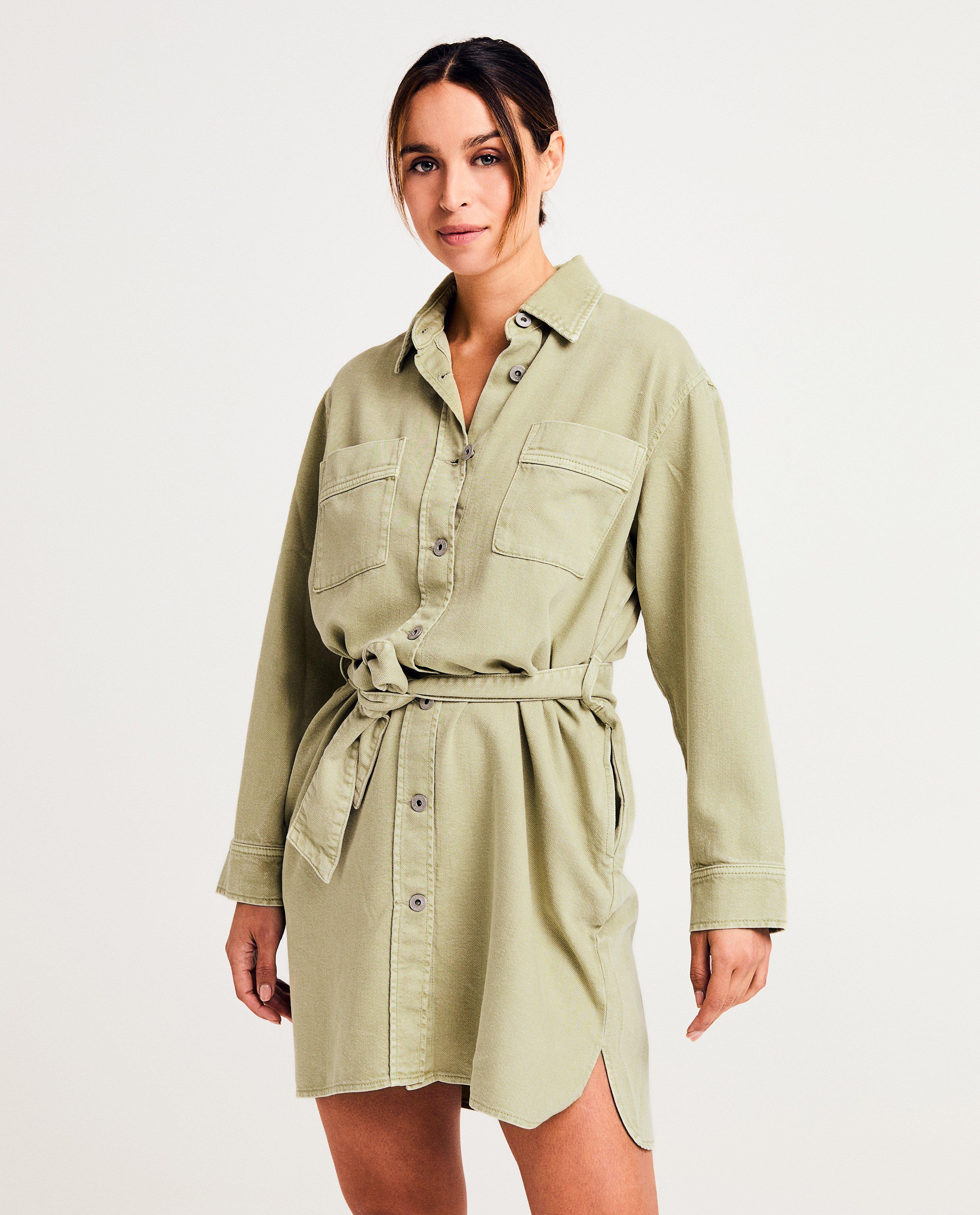 Sora Grön khaki denimklänning