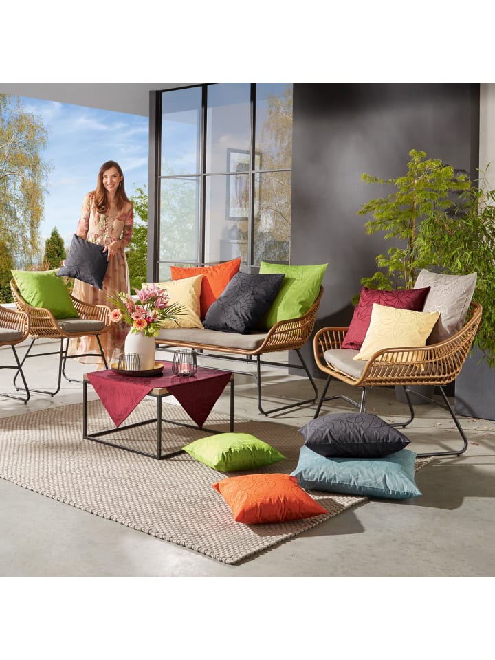 Erwin Müller Jacquard Outdoor-Kissenhülle Terrassa in orange günstig kaufen