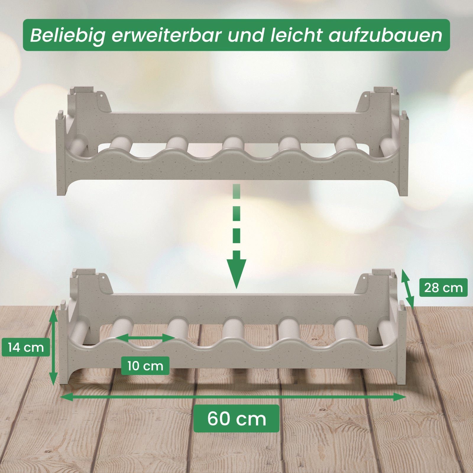 ARTECSIS Weinregal stapelbar I Flaschenregal aus Kunststoff I Granitgrau, 2-tlg., für 12 Flaschen