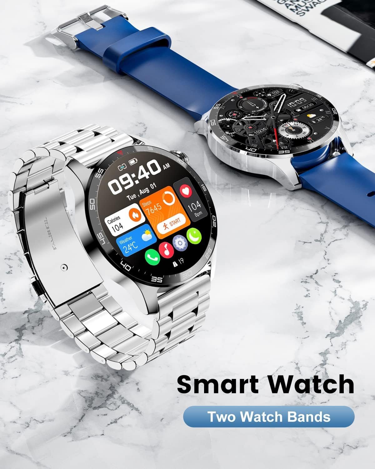 Lige Smartwatch (1,32 Zoll, Android iOS), für Herren mit Bluetooth Telefonfunktion Fitness Tracker Sportuhr