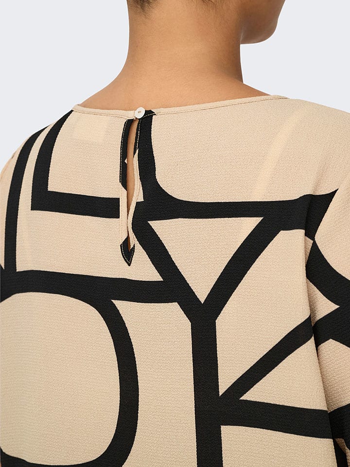 ONLY Carmakoma Bluse in Beige/ Schwarz günstig kaufen