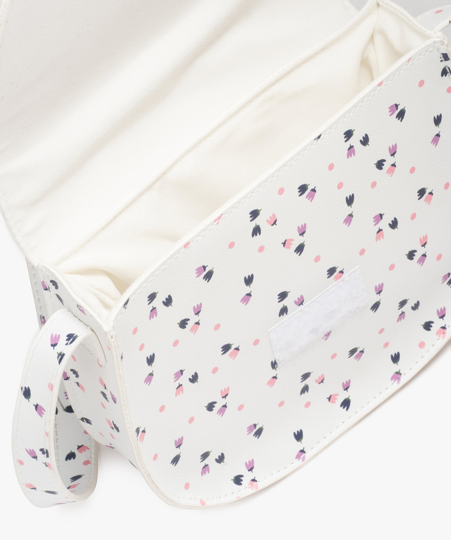 Sac besace avec bandoulière à motifs fleuris fille blanc | GEMO