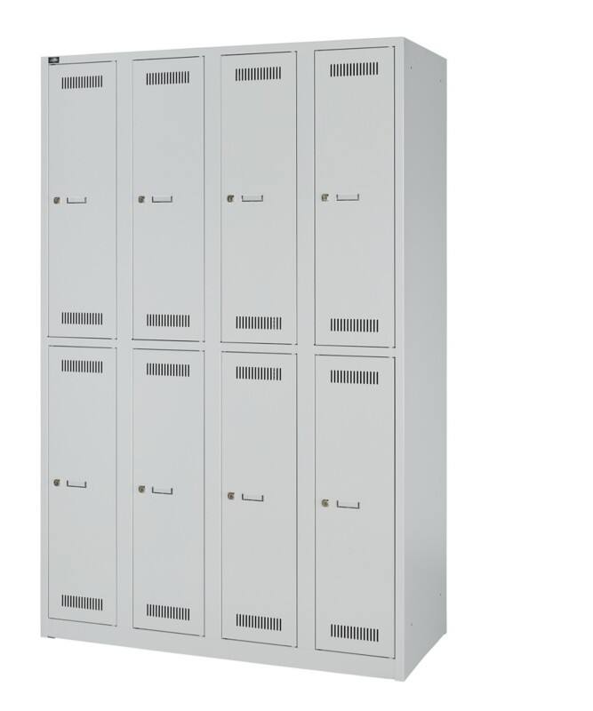Bisley Light LIGHT Stahl Schließfach 2 Türen 4 abteile Schlüssel 1.200 x 500 x 1.850 mm Hellgrau