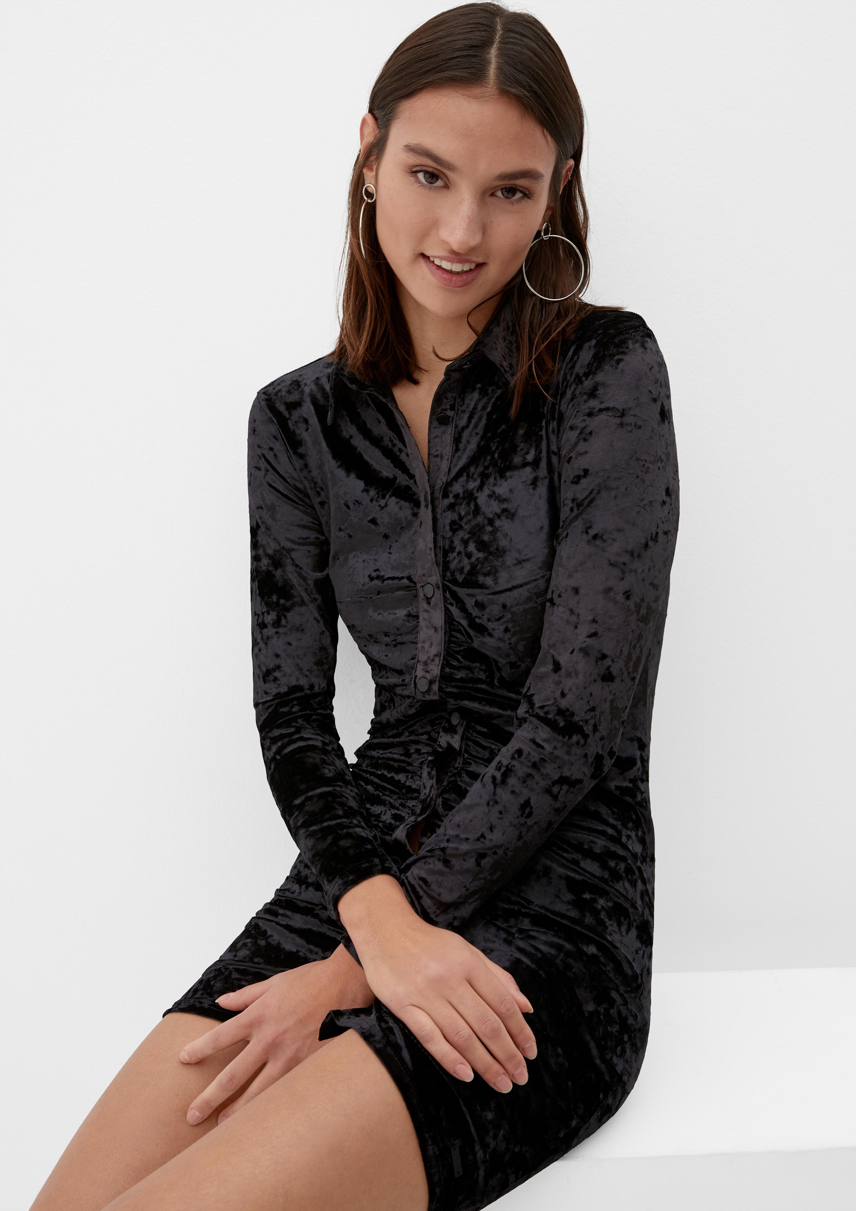 Samtkleid mit Raffdetail  2124285-9999