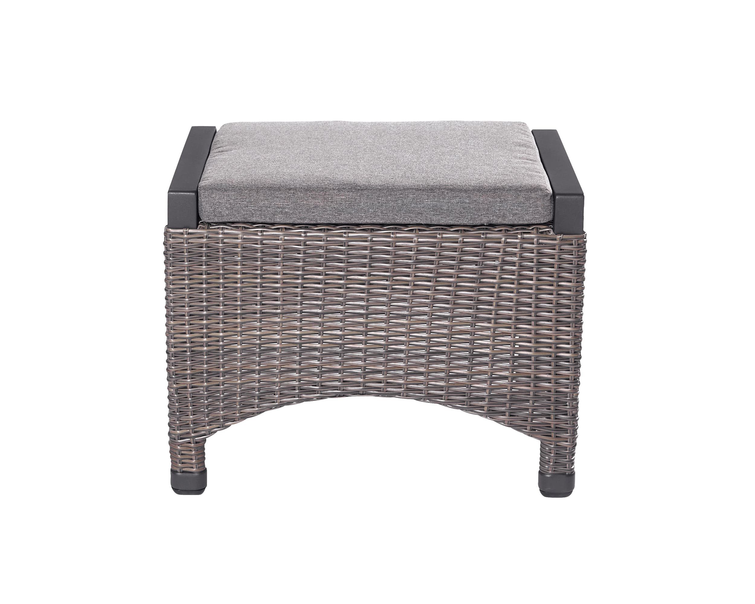 LC Garden Gartenlounge-Hocker LC Garden Komido Dining Hocker omega braun 46x59x47cm Dining Fußbank aus handgeflochtenem Polyrattan inkl. Sitzkissen