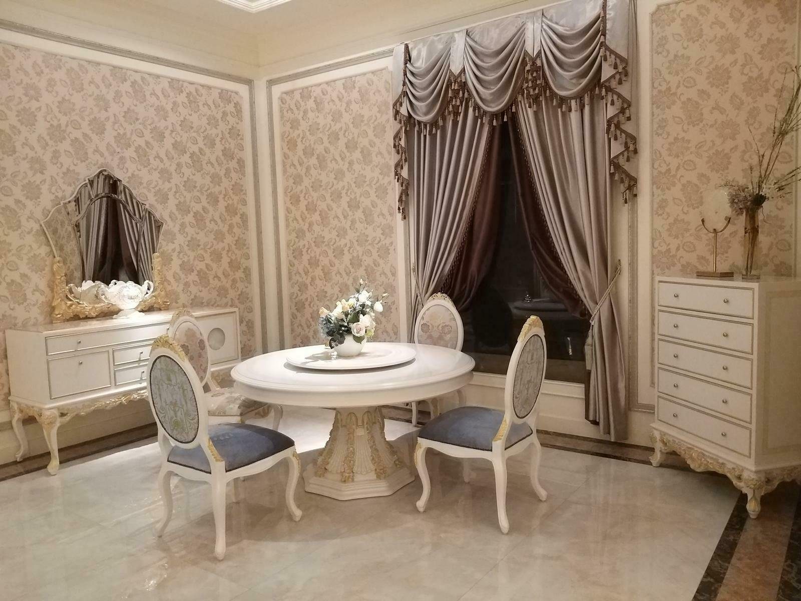JVmoebel Esszimmer-Set, Esszimmer Set Barock Rokoko Tisch 6x Stühle Buffet Spiegel Kommode