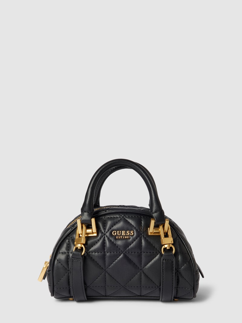 Bowling Bag mit Label-Details Modell 'MILDRED' in schwarz