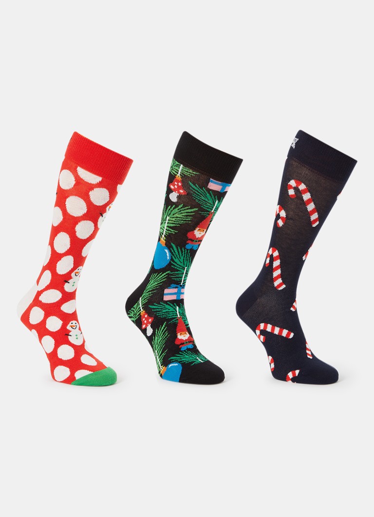 Happy Socks joulusukat painatuksella 3 sukan lahjapakkauksessa