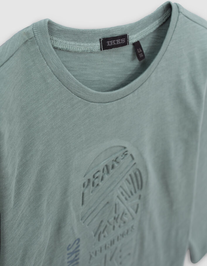 T-shirt vert visuel empreinte pas embossé garçon