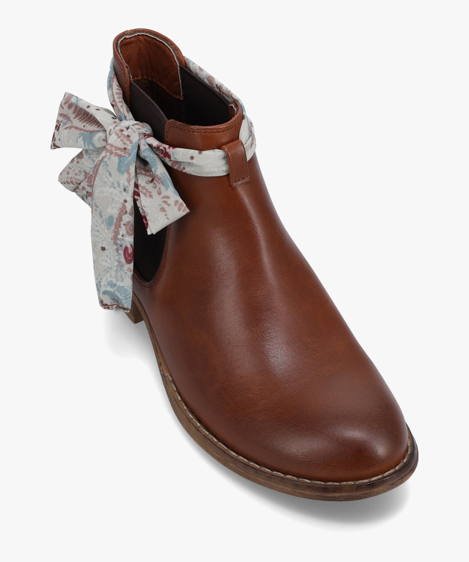 Boots femme style Chelsea unies à bride foulard marron | GEMO