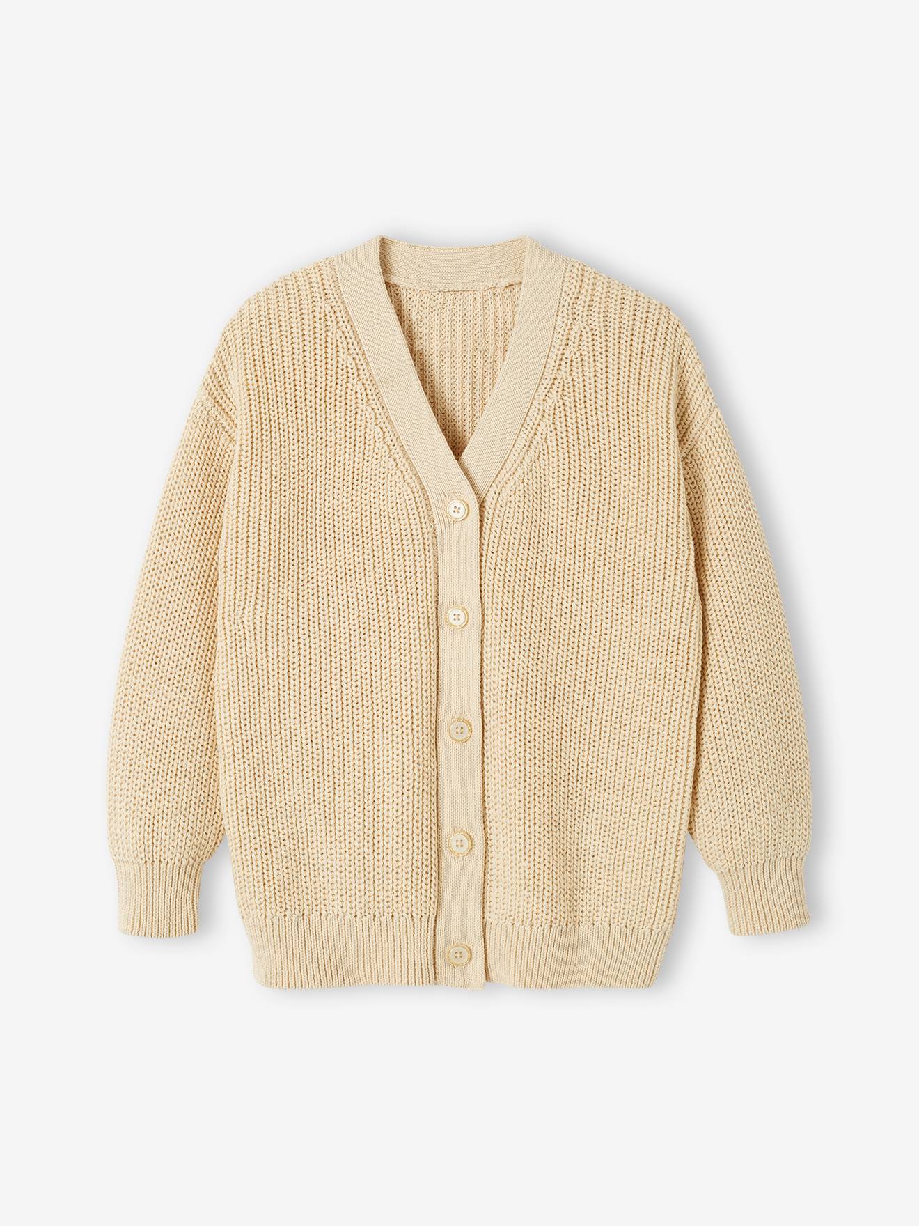 Vertbaudet Langer Mädchen Cardigan Oeko-Tex - vanille