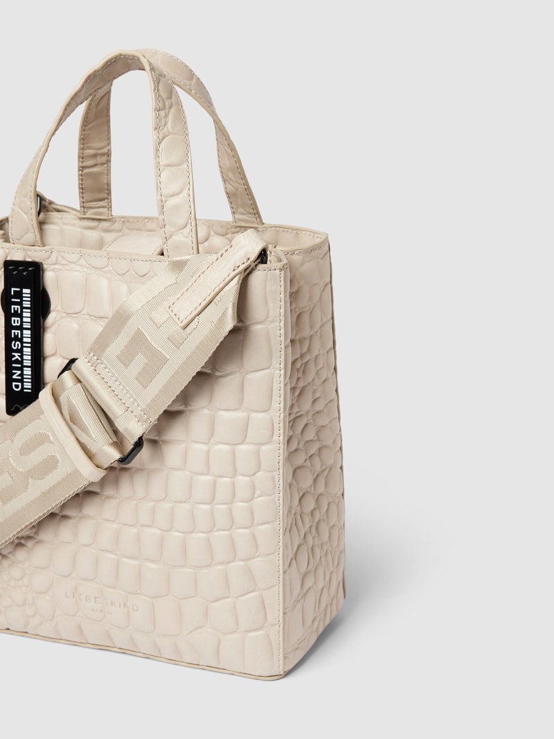 Tote Bag mit Label-Applikation Modell 'Paper' in offwhite