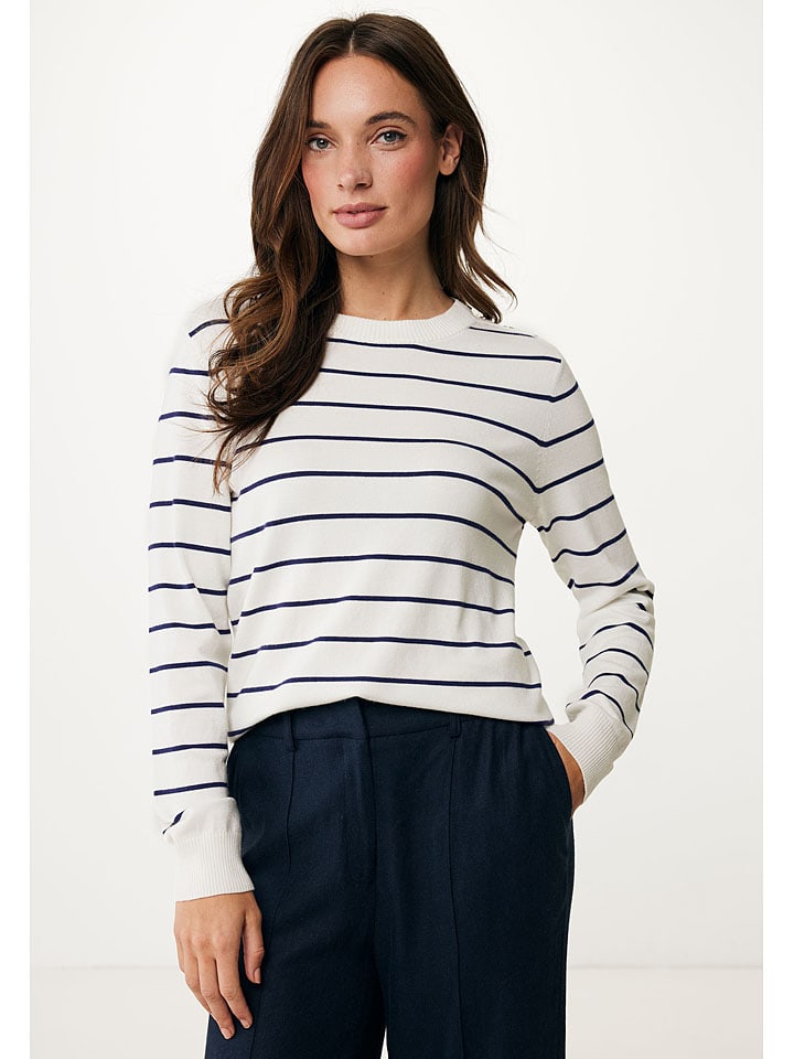 Mexx Pullover in Weiß/ Dunkelblau günstig kaufen