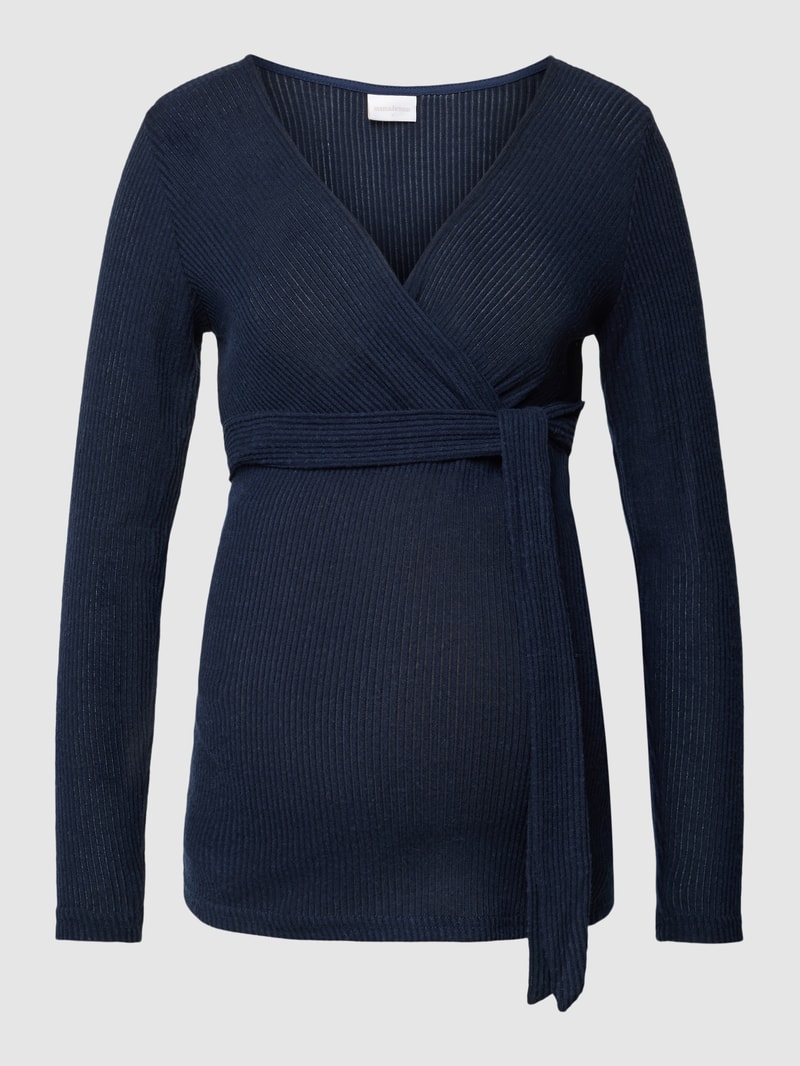 Umstands-Strickpullover mit Bindegürtel Modell 'ANNETTE' in marineblau