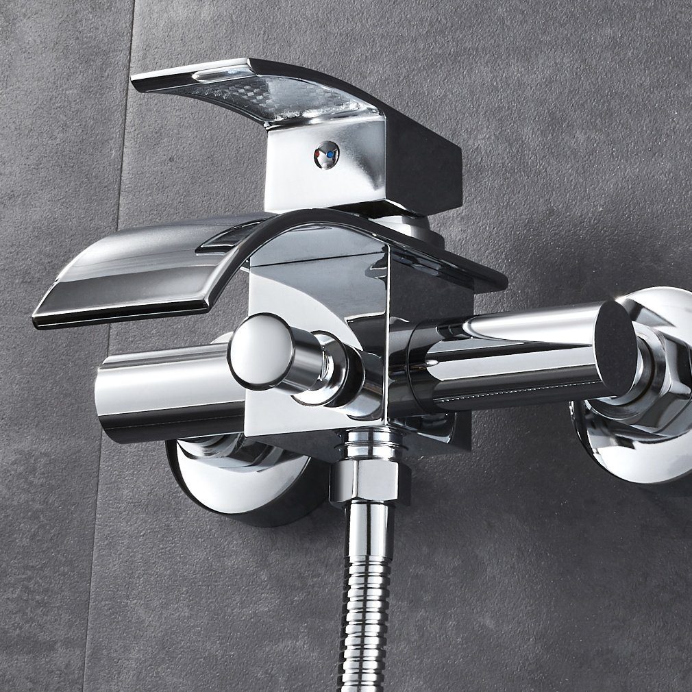 Auralum Brausegarnitur Badewannenarmatur Duschset Wannenarmatur mit Handbrause Bad Armatur, Wasserhahn Duschsystem