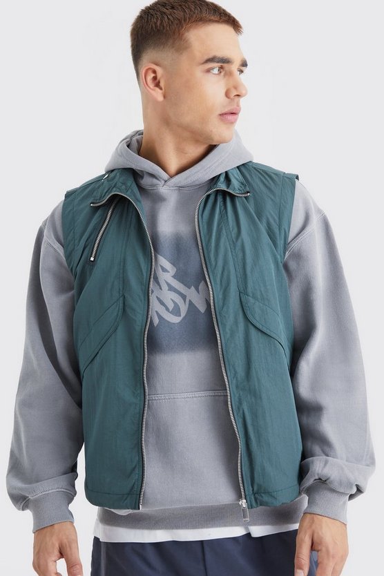 Nylon Utility-Tanktop mit Reißverschluss-Detail