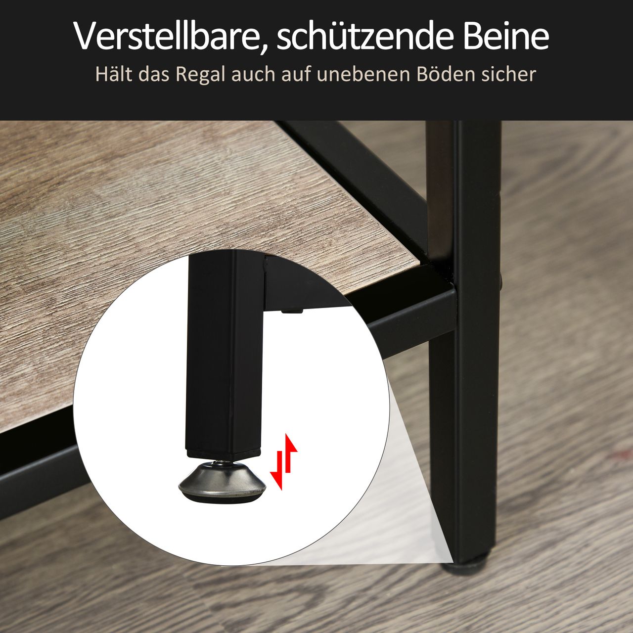 HOMCOM Standregal, Bücherregal Lagerregal Industrieller Stil, Aktenregal, Küchenregal, P2 Spanplatte, Metall, Schwarz helle Eiche, 120 x 32 x 95 cm
