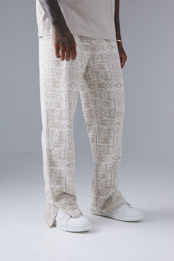Jacquard Jacquard mit geteiltem Saum und Azteken-Print