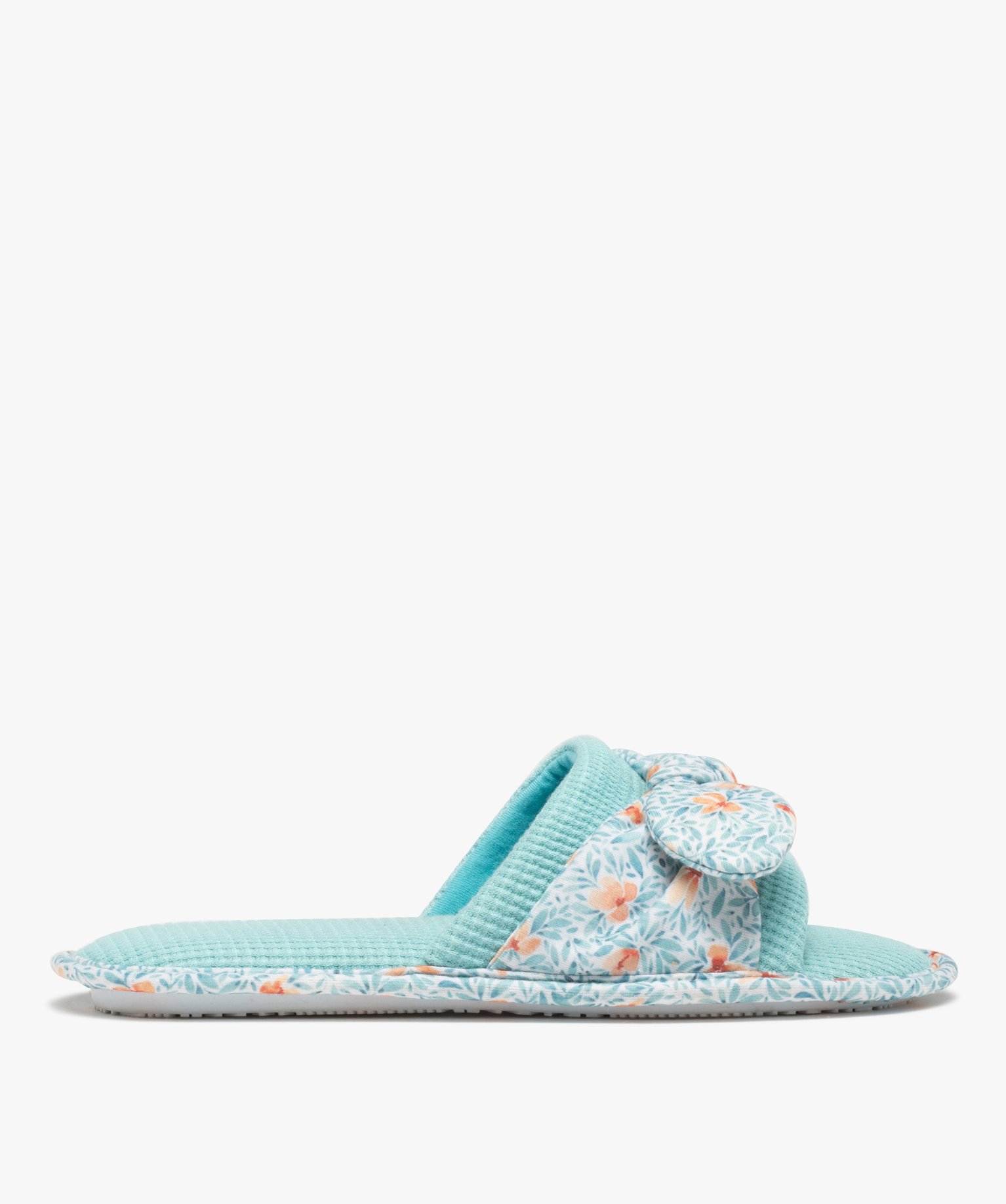 Chaussons femme en jersey imprimé avec sac assorti bleu | GEMO