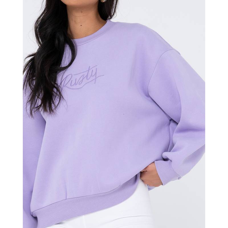 RUSTY RUSTY SCRIPT OVERSIZE CREW NECK FLEECE Rundhalspullover Damen