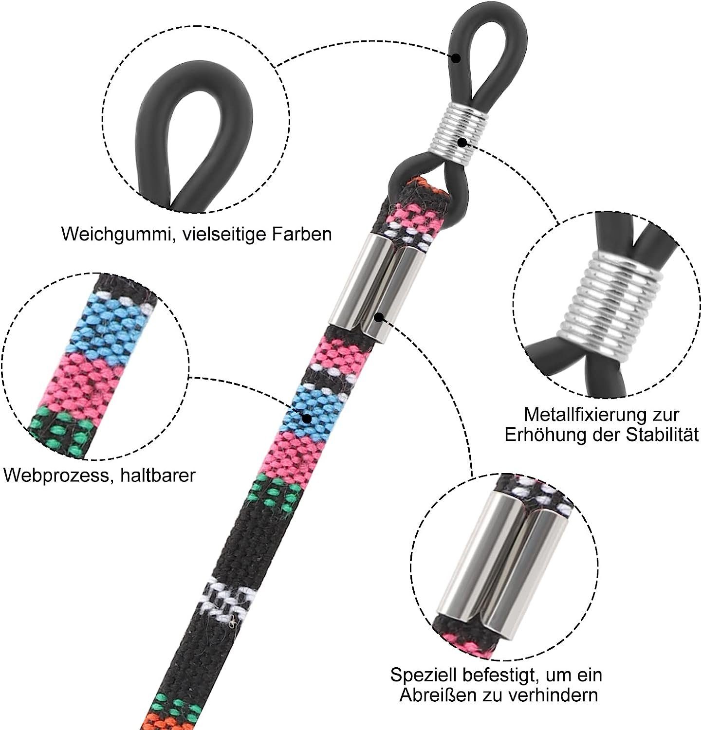 DRSEON Brillenband 6 Stück Mehrfarbig Brillenband Brillen Halter Kette, 5mm