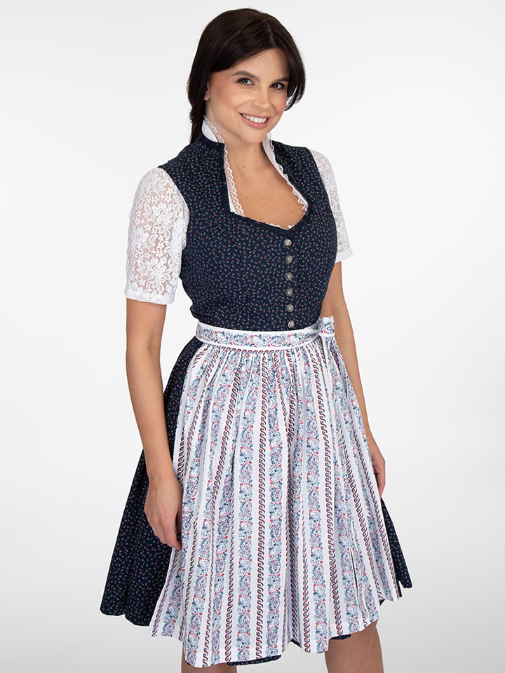 Almsach Dirndl in Dunkelblau/ Weiß günstig kaufen