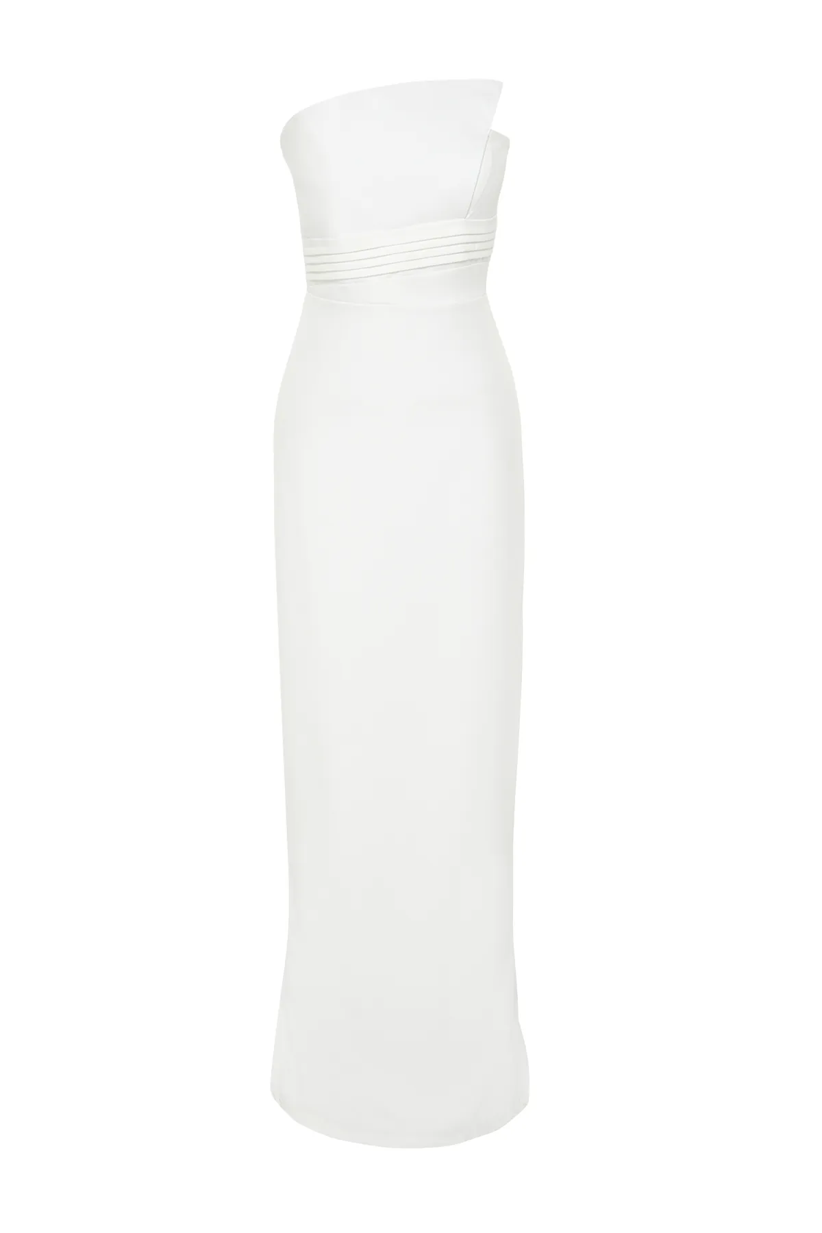 Trendyol Collection  Weißes, gerade geschnittenes, gewebtes Abendkleid und Abschlussballkleid TPRSS23AE00228