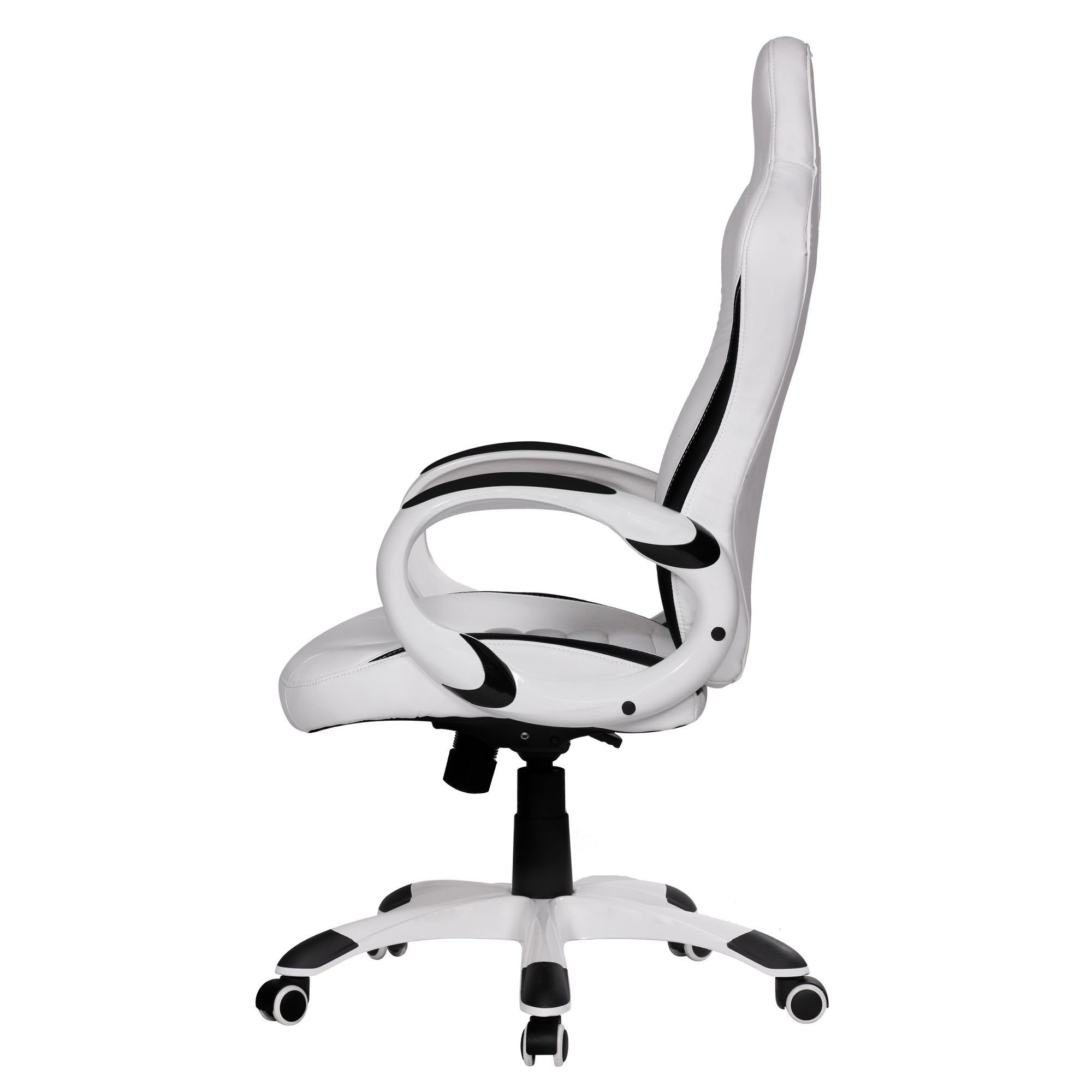 FINEBUY Gaming Chair SuVa1208_1 (Kunstleder Weiß Chefsessel mit Armlehne 110 kg), Bürostuhl Lederoptik Drehstuhl Schreibtischstuhl