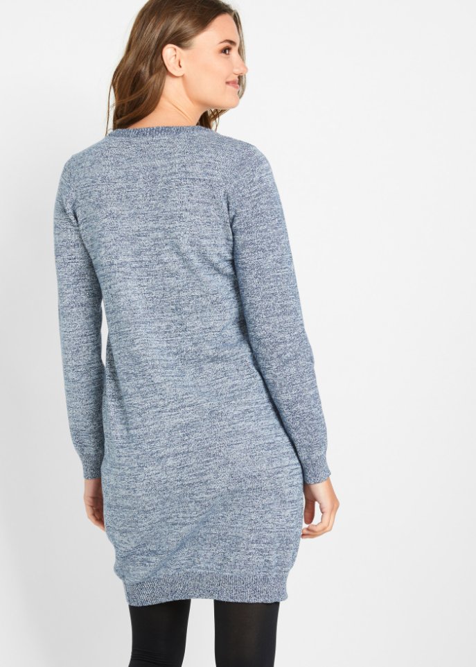 Strickkleid mit Lederimitat-Details