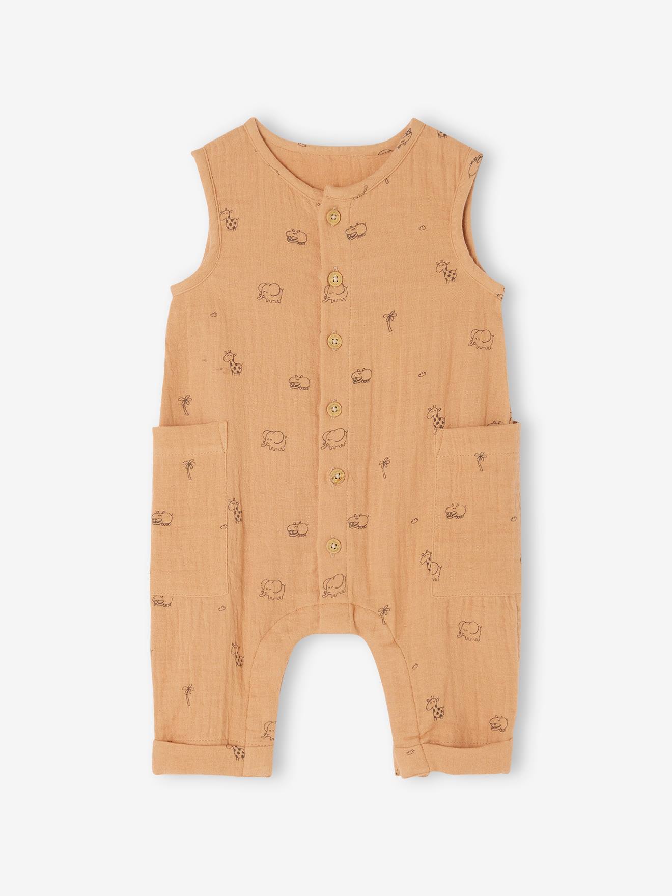 Vertbaudet Baby Musselin-Overall - cappuccino